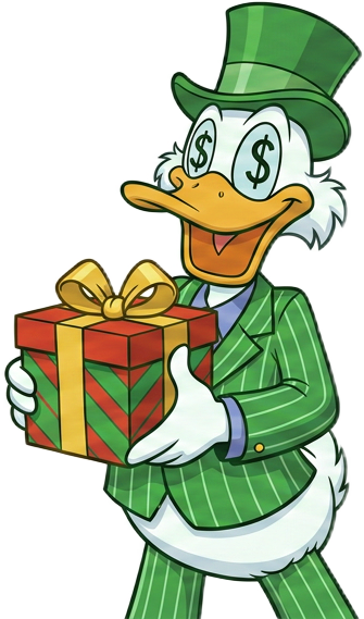 Casho Bet mascotte met cadeaubox